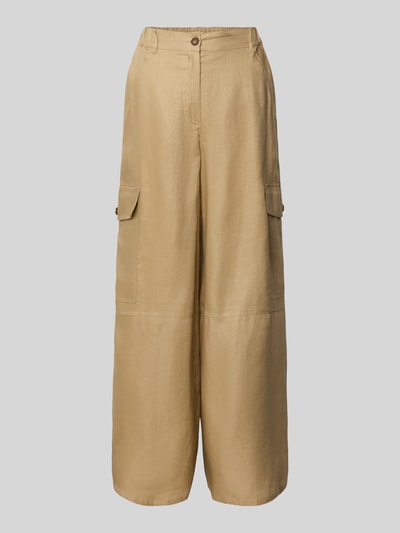 Weekend Max Mara Wide Leg Cargohose aus reinem Leinen Sand 2