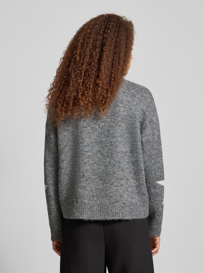 Only Oversized gebreide pullover met wol, model 'AZU' Antraciet gemêleerd - 5