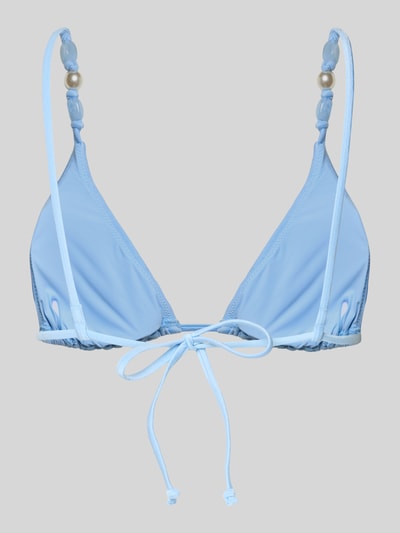 Produktfoto, Bikini-Oberteil mit Perlen und Schnürung Modell 'PALERMO' von Seafolly aus Material-Mix mit Stretch-Anteil in Hellblau, körpernahe Passform