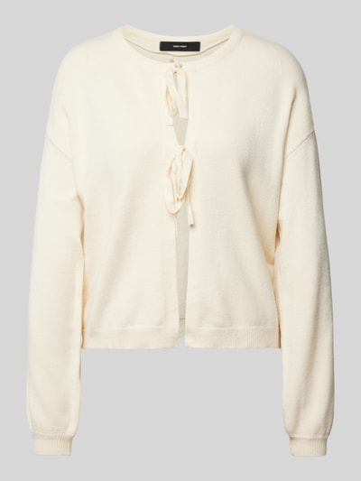 Vero Moda Regular Fit Strickjacke aus Viskose-Mix Modell 'HOLLYKARIS' Offwhite 2