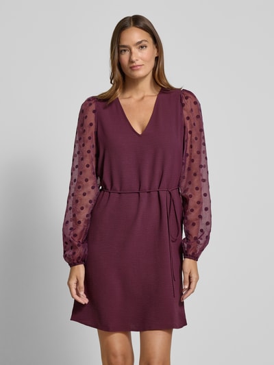 VERO MODA Fließendes Cocktailkleid mit semitransparenten Ärmeln Modell 'ALVA' Bordeaux 4