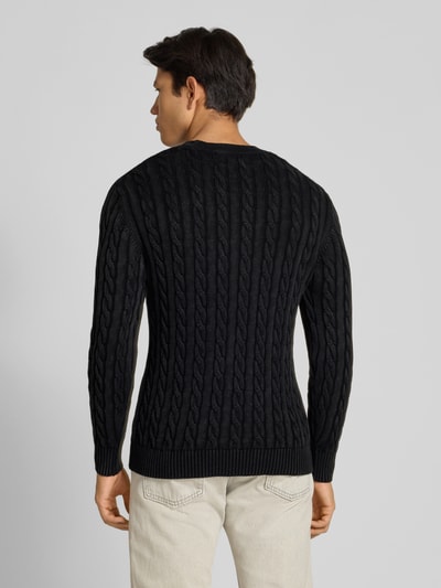 Replay Strickpullover mit gerippten Abschlüssen Black 5