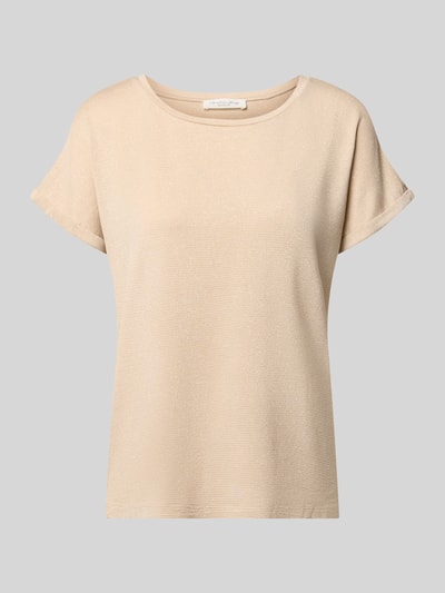 Produktfoto, Relaxed Fit T-Shirt aus Viskose-Mix von Christian Berg Woman, Damen T-Shirt in Beige mit Glitzer-Optik und Rundhalsausschnitt