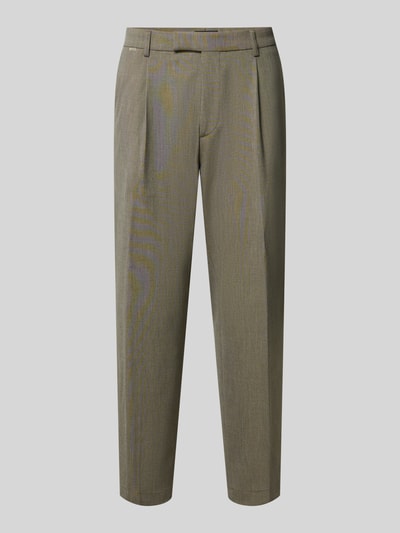 Produktfoto, straight fit heren broek met viscose, bandplooien, achterzakken, haakjes- en ritssluiting, Model 'Salto' van CINQUE, materiaalmix, kleur lichtbruin, bandwijdte maat 50: 47 cm, binnenbeenlengte maat 50: 73 cm
