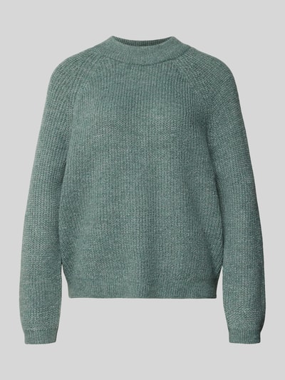 Only Comfort fit gebreide pullover met ronde hals en kraag, model 'JESS' Rietgroen - 2