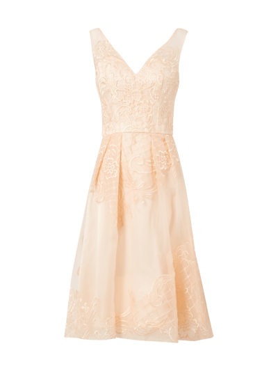 Niente Cocktailkleid aus Organza mit Stickereien Apricot 1