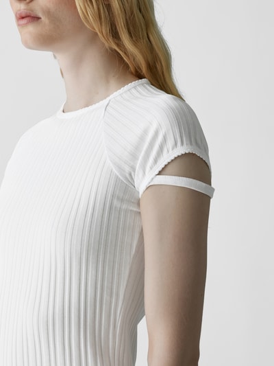 Helmut Lang T-Shirt mit Ripp-Optik Weiß 3