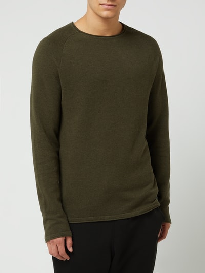 Jack & Jones Sweter z dzianiny z naszywką z logo model ‘HILL’ Oliwkowy 4