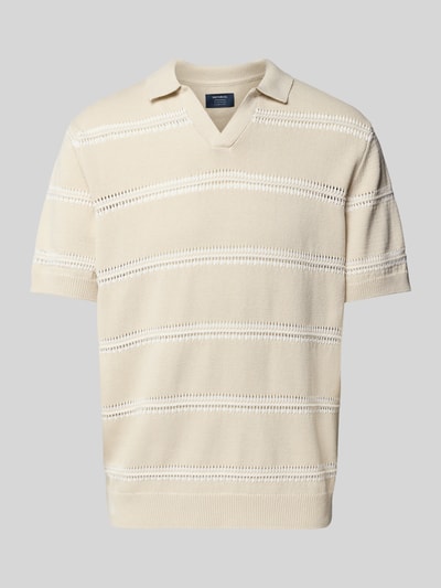 MCNEAL Relaxed fit gebreide polo met V-hals Zand - 2