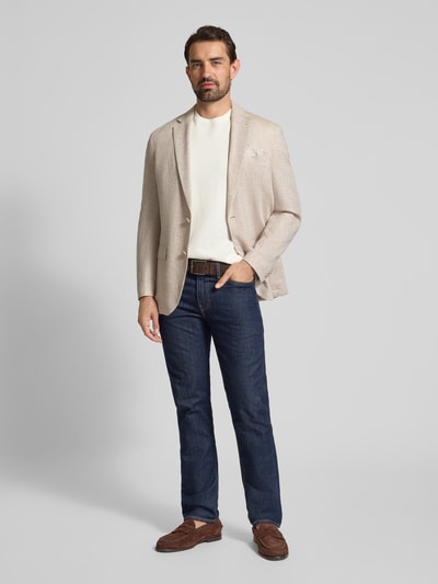 Christian Berg Men T-Shirt mit geripptem Rundhalsausschnitt Offwhite 1