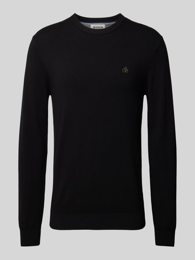 Scotch & Soda Strickpullover mit Logo-Stitching Modell 'Essentials' Black 2