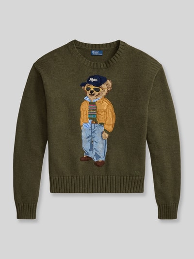 Polo Ralph Lauren Regular Fit Pullover aus reiner Baumwolle mit Polo-Bear-Stitching Oliv 2