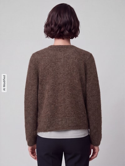 Selected Kardigan rozpinany o kroju relaxed fit z mieszanka wełny model 'LULU' Szarobrązowy 5