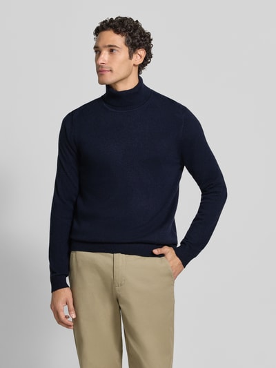 Christian Berg Men Regular Fit Strickpullover aus reinem Kaschmir mit Rollkragen Marine 4