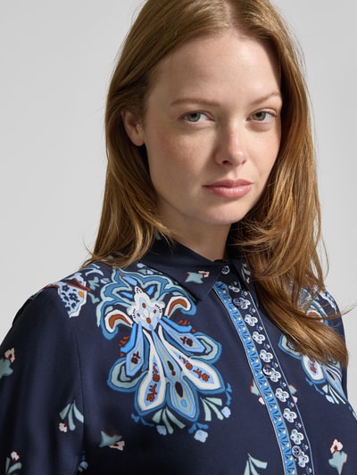 Emily Van den Bergh Regular Fit Bluse mit Manschetten Dunkelblau 3