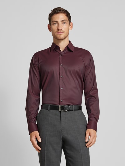 BOSS Slim fit zakelijk overhemd met knoopsluiting, model 'Hank' Bordeaux - 4