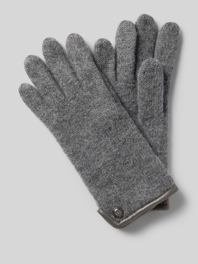 Roeckl Walkhandschuhe aus Schurwolle mit Wappen Emblem Mittelgrau Melange 1