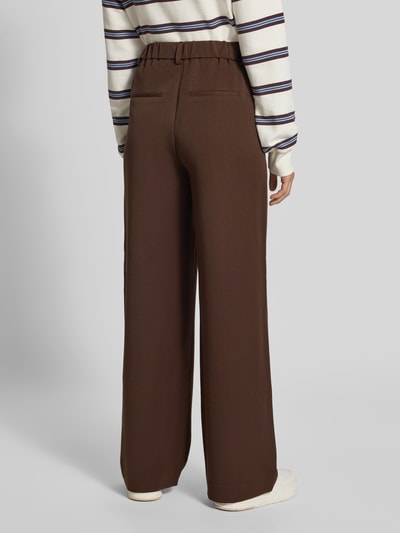 PIECES Wijdvallende broek met viscose, model 'KAMIL' Donkerbruin - 5