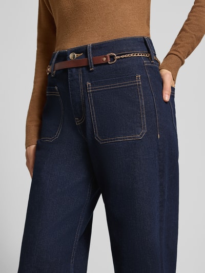 s.Oliver BLACK LABEL relaxed fit jeans met dubbele riem detail Jeansblauw - 3