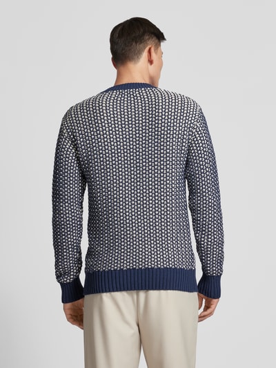 Thinking Mu Gebreide pullover met ronde hals, model 'SANTOS' Donkerblauw - 5