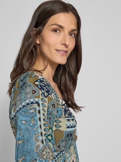 Apricot Maxikleid aus Viskose mit Trompetenärmeln Petrol 3