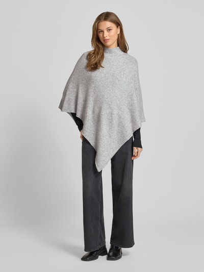 Pieces Loose fit gebreide poncho met ronde hals en kraag, model 'FORTUNA' Lichtgrijs gemêleerd - 1