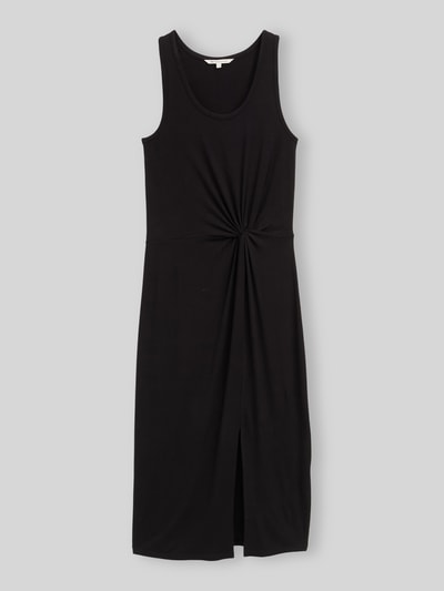 Tom Tailor Denim Kleid aus Viskose-Mix mit Knoten-Detail und Schlitz Black 2