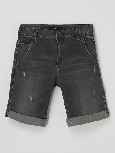 Replay Korte slim fit jeans met stretch, model 'Jazlin'  Zwart - 1