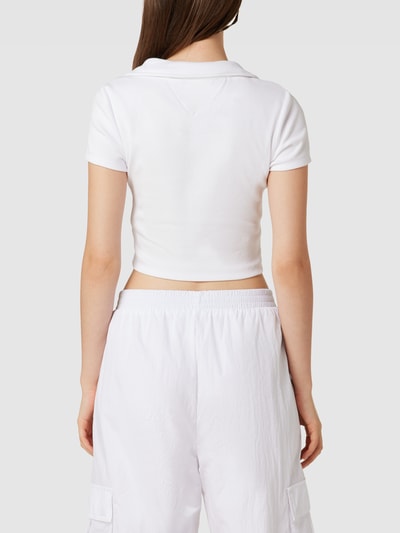 Tommy Jeans Cropped Poloshirt in Ripp-Optik Weiss 5