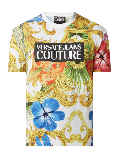 Versace Jeans Couture T-Shirt mit gummiertem Logo-Print Weiss 2