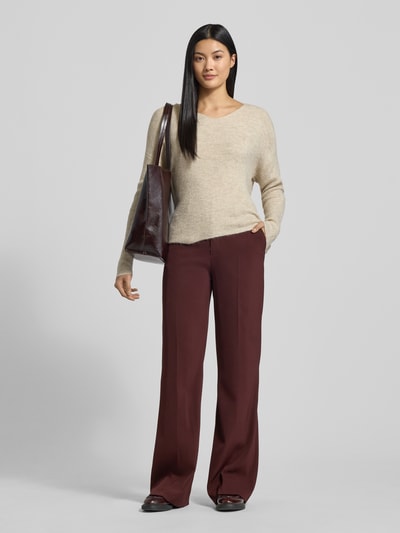 Vero Moda Regular Fit Strickpullover mit V-Ausschnitt Modell 'CREWLEFILEGLITTER' Ecru 1