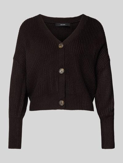 Vero Moda Regular fit gebreid jack met sierknopen, model 'LEA' Zwart - 2