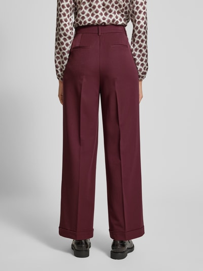 Zero Regular fit stoffen broek met persplooien Bordeaux - 5