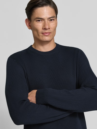 MCNEAL Regular Fit Strickpullover aus Baumwoll-Mix Dunkelblau 3