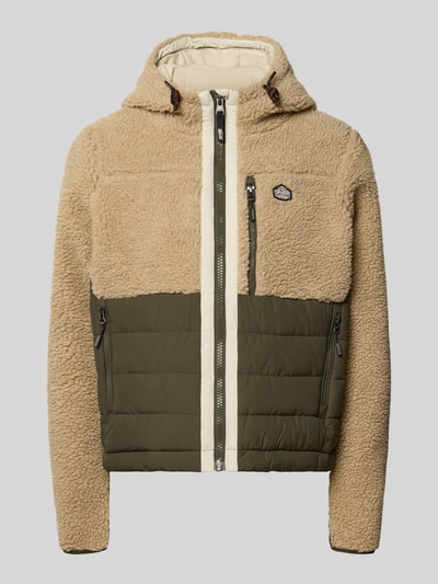 Produktfoto, Regular Fit Jacke mit Teddyfellbesatz von Superdry, zamek błyskawiczny, kaptur z tunelem, wpuszczane i napoleonka, obszycie futerkiem, długość tyłu w rozmiarze S: 58 cm, szerokość ramion w rozmiarze S: 42 cm, szerokość klatki piersiowej w rozmiarze S: 44 cm, długość rękawów w rozmiarze S: 63 cm
