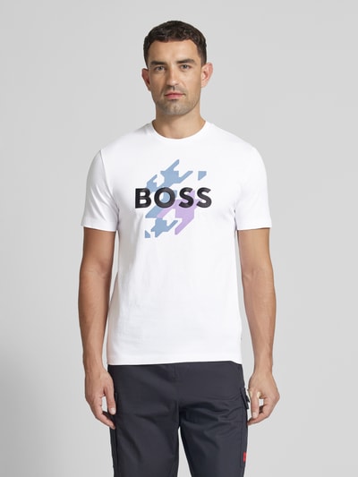 BOSS T-shirt z nadrukiem z logo model ‘Thompson’ Biały 4