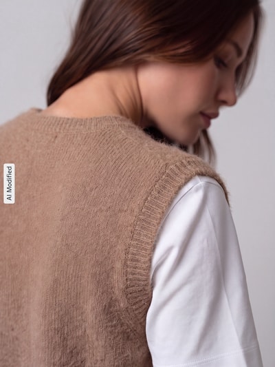 OPUS PANTS Regular fit mouwloos vest met wol model 'Porah' Beige - 3