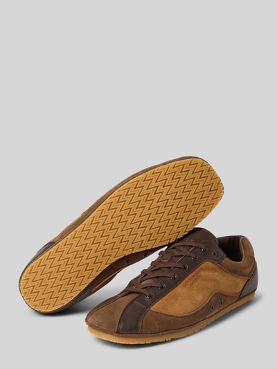Produktfoto, Sneaker aus Leder mit Label-Details von Copenhagen in bruin leer met afgeronde punt, vetersluiting, hakhoogte 1 cm, schachthoogte 7 cm, schachtbreedte 10 cm