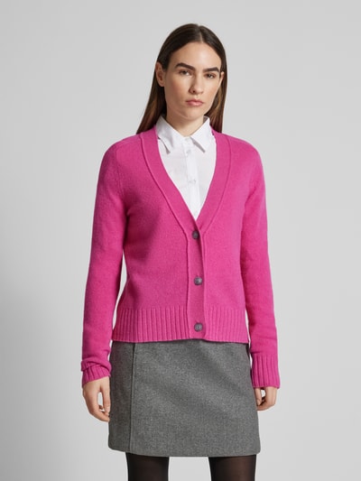 Fynch-Hatton Regular Fit Cardigan aus Wolle mit V-Ausschnitt Pink 4