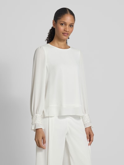 Marc Cain Regular fit blouse met kralen en ronde hals Wit - 4