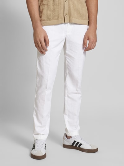 Tom Tailor Denim Relaxed Tapered Fit Leinenhose mit Bügelfalten Weiss 4