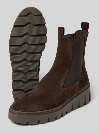 Produktfoto, braune Chelseas aus echtem Rindsleder von Tamaris, strukturierte Gummisohle, Damen Chelseas von Tamaris