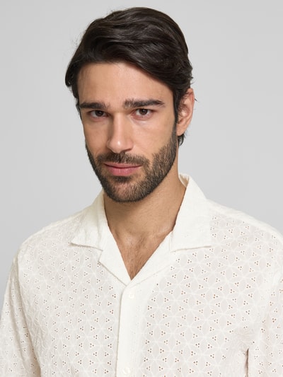MCNEAL Regular fit vrijetijdsoverhemd met broderie anglaise Offwhite - 3