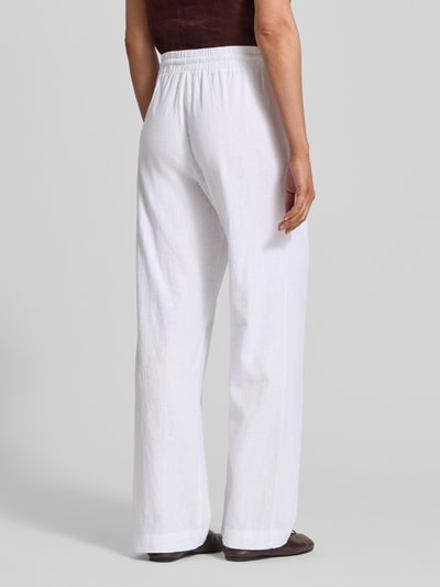 FREE/QUENT wide leg broek van linnenmix met elastische band model 'Lava' Offwhite - 5