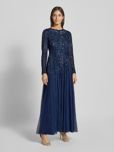 LACE & BEADS Abendkleid mit Rundhalsausschnitt Marine 4