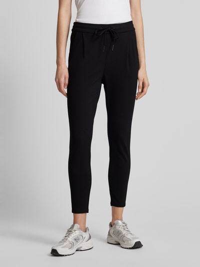 Vero Moda Loose fit stoffen broek met bandplooien model 'EVA' Zwart - 4