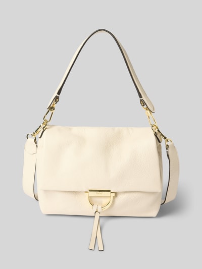 Produktfoto, Handtasche mit Logo-Detail Modell 'Temi' von Abro in Creme, Strukturmuster, Überschlag, Tunnelzug, abnehmbarer Schulterriemen