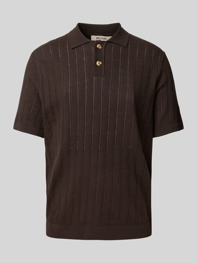 ONLY & SONS Regular Fit Poloshirt mit Strukturmuster Modell 'KENT LIFE' Mittelbraun 2