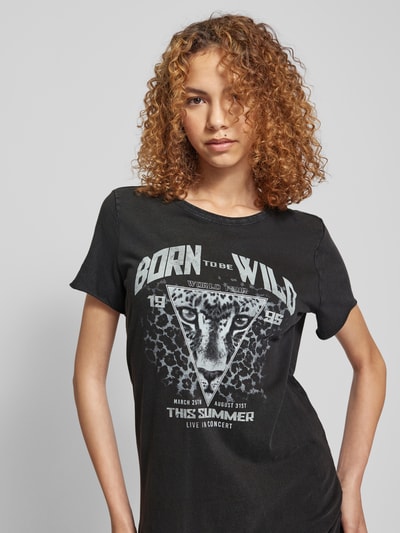 Only T-shirtjurk met motiefprint, model 'LUCY LIFE' Zwart - 3