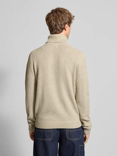 Jack & Jones Rollkragenpullover mit Zopfmuster Modell 'PAUL' Offwhite Melange 5